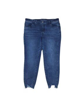 Maurices High-Rise Distressed Hem Jeans 14W Short Dark Wash